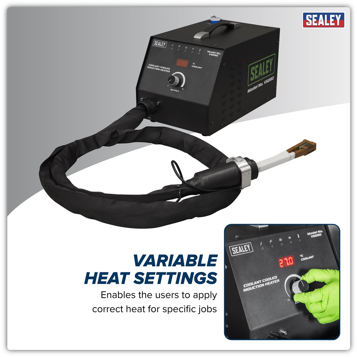 Sealey Induction Heater Coolant Cooled 3700W 230V Cable 3.5m Tank 2.8L VS280