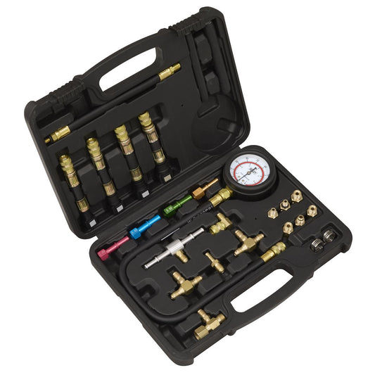 Sealey Petrol Engine Fuel Pressure Test Kit 0-100psi 0-7bar 62mm Gauge VS564