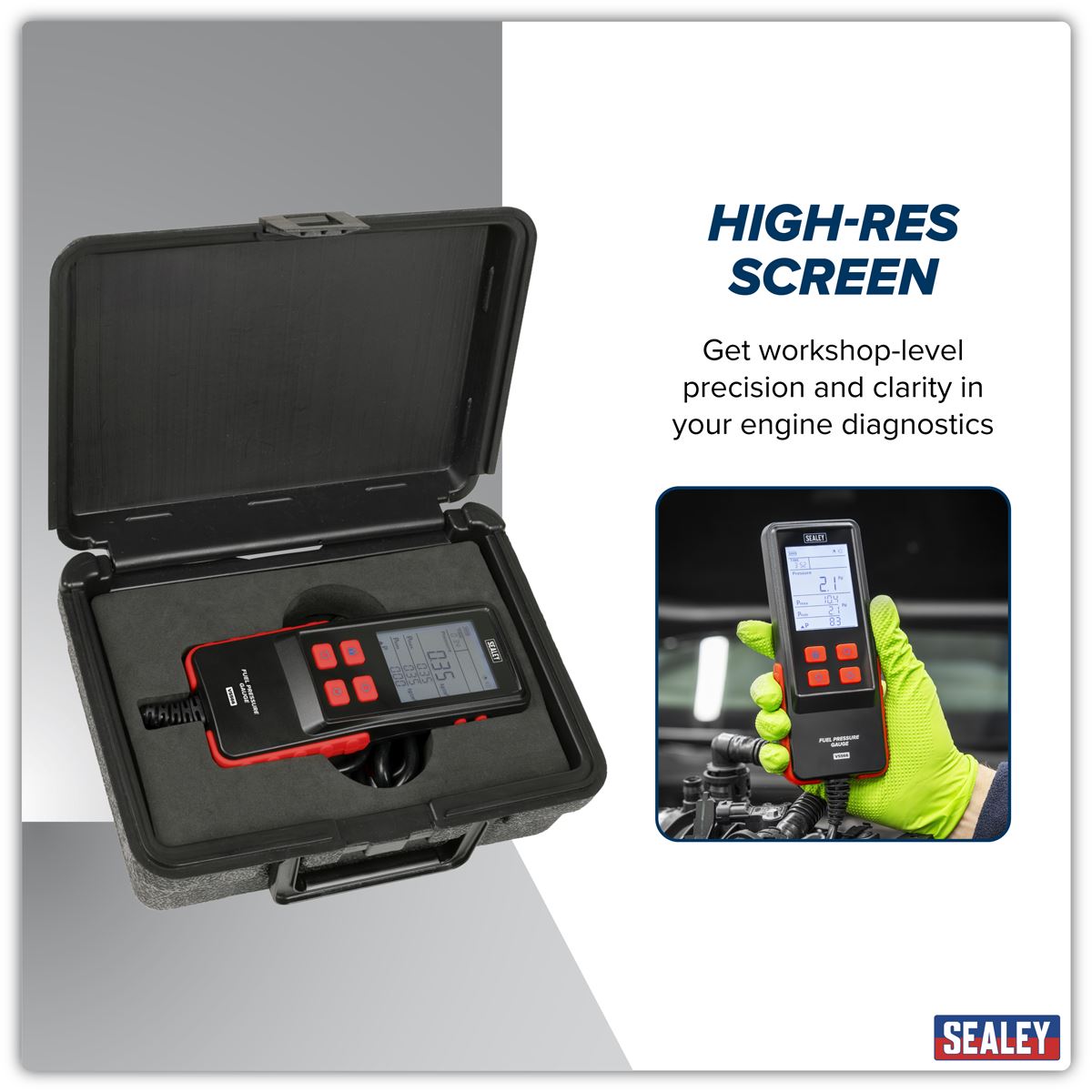 Sealey Digital Fuel Injection Pressure Test Kit for GDI Fuel Circuits 6pc VS566
