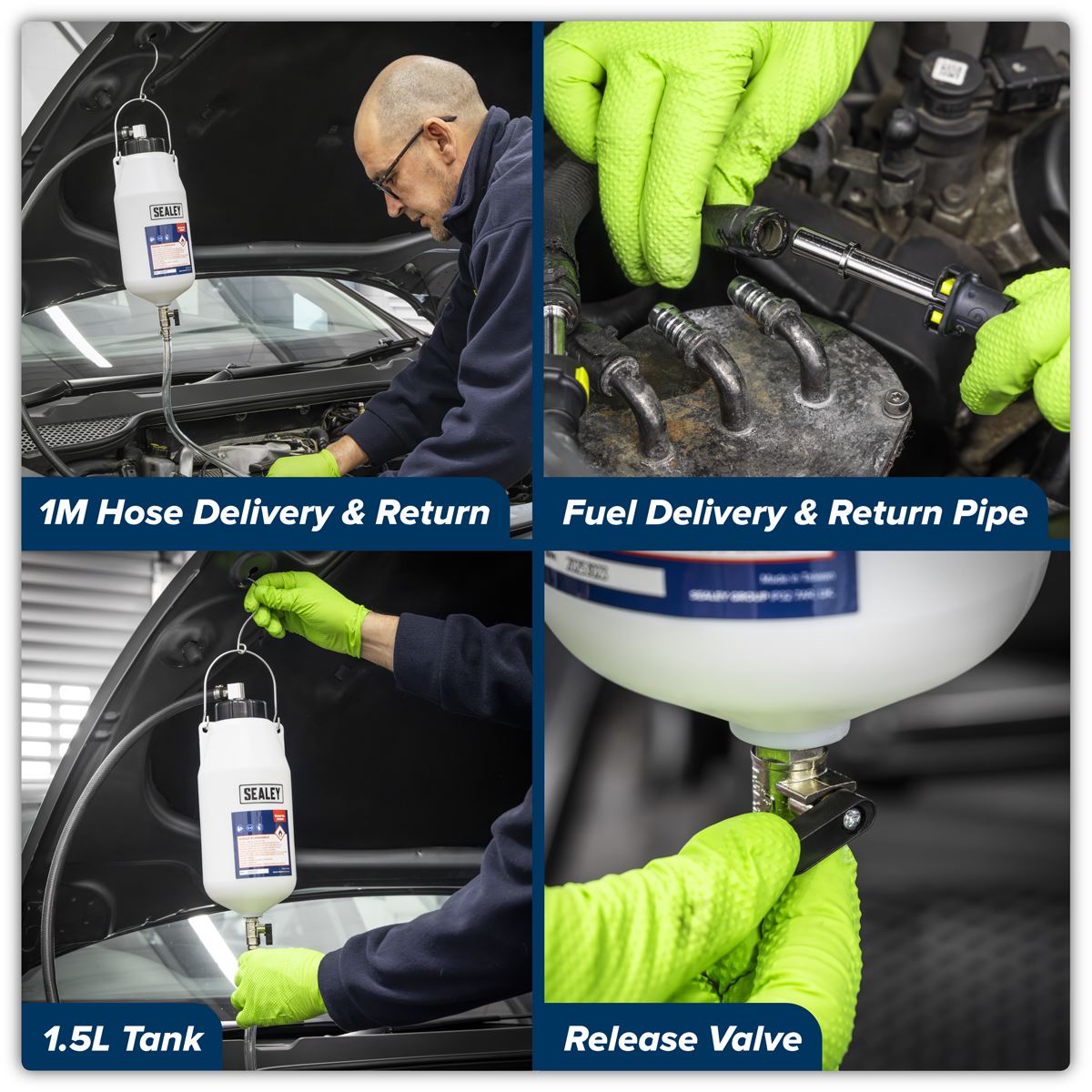 Sealey Auxiliary Fuel Tank 1.5L Eliminates Dirty Fuel Motorcycle & Car VS666