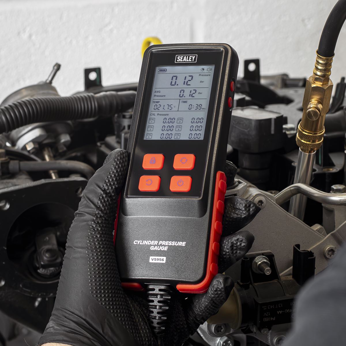 Sealey Digital Petrol Engine Compression Test Kit 10pc 0-435psi (0-30bar) VS956