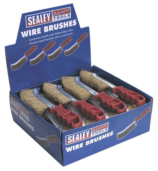 Sealey Wire Brush Brassed Steel Plastic Handle Display Box of 24 WB05DB24