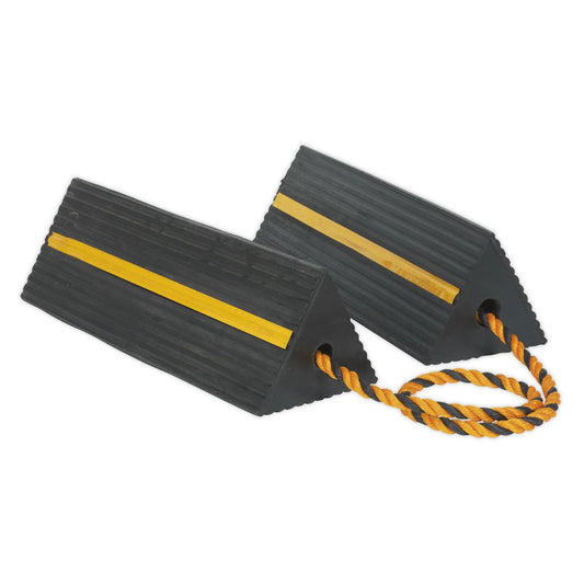 Sealey Heavy-Duty Rubber Wheel Chocks - Pair WC11