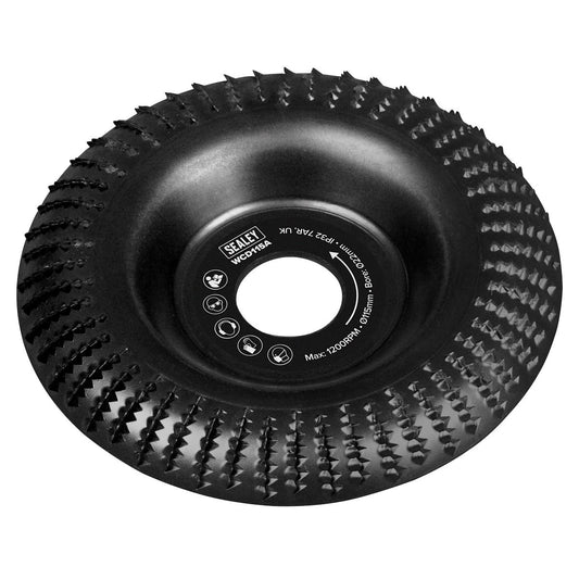 Sealey 115mm Arc Shape Wood Carving Paint Removal Disc 22mm Bore WCD115A
