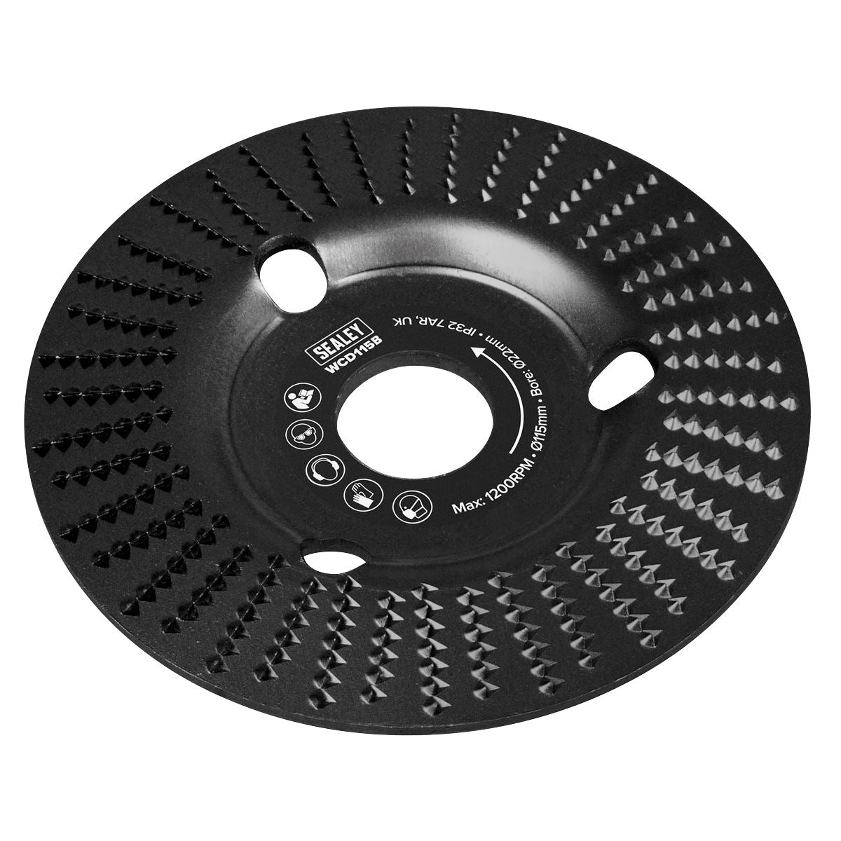 Sealey 115mm Bevel Shape Wood Carving Paint Removal Disc 22mm Bore WCD115B