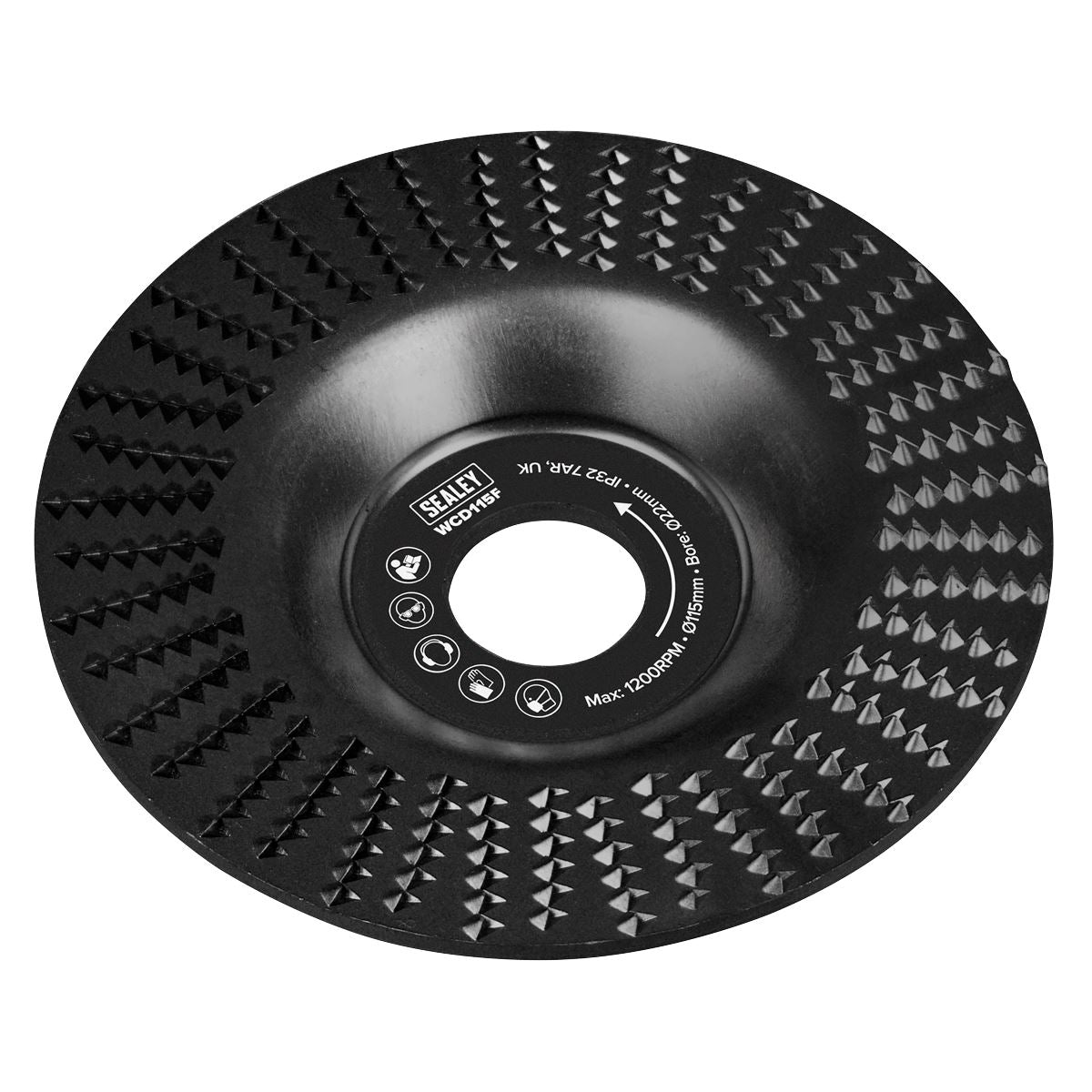 Sealey 115mm Flat Shape Wood Carving Paint Removal Disc 22mm Bore WCD115F