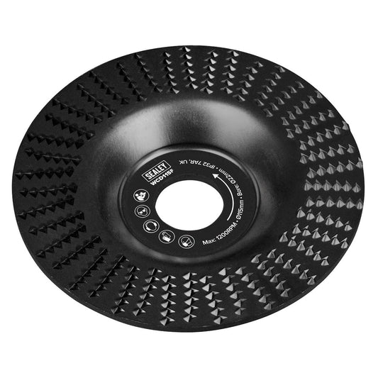 Sealey 115mm Flat Shape Wood Carving Paint Removal Disc 22mm Bore WCD115F