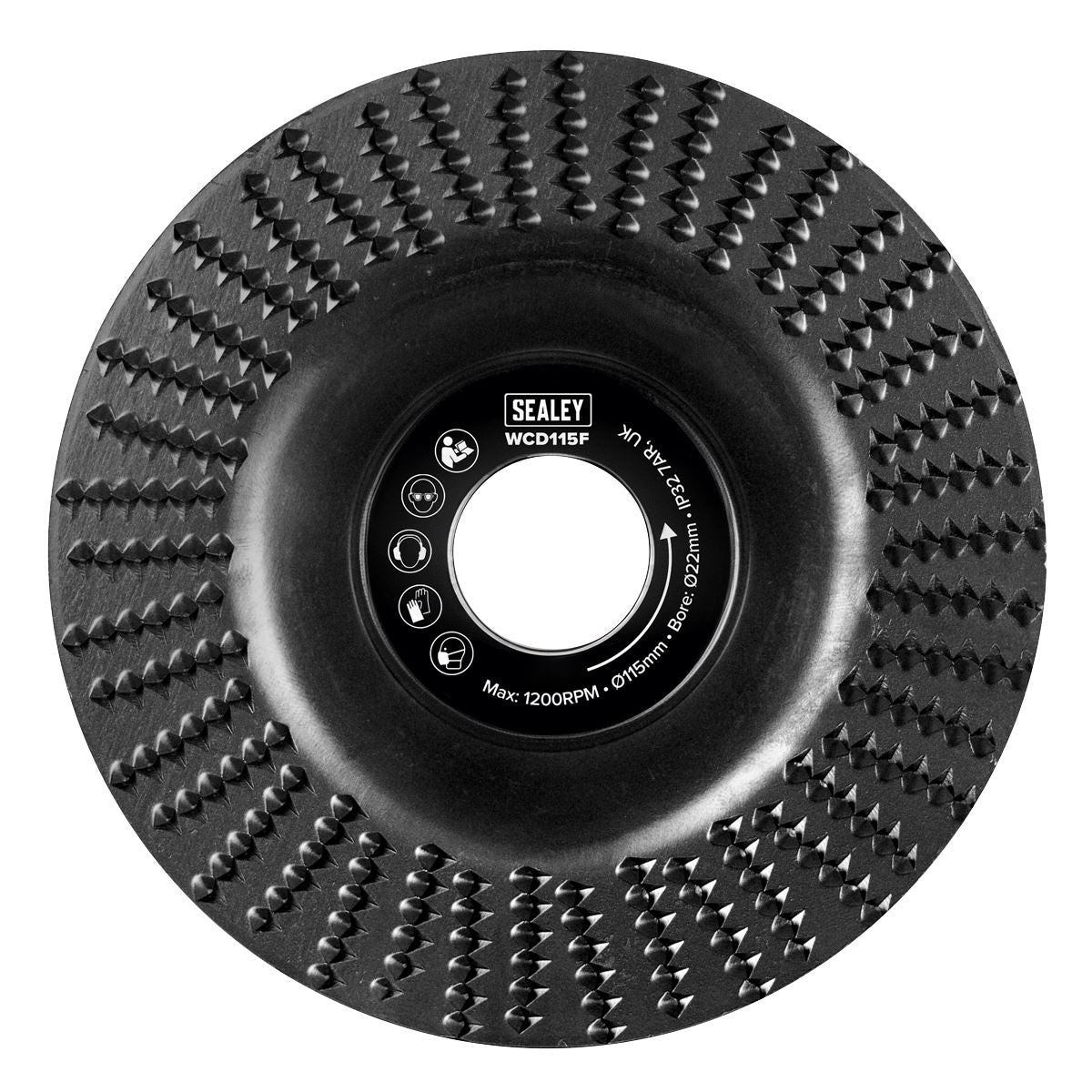 Sealey 115mm Flat Shape Wood Carving Paint Removal Disc 22mm Bore WCD115F