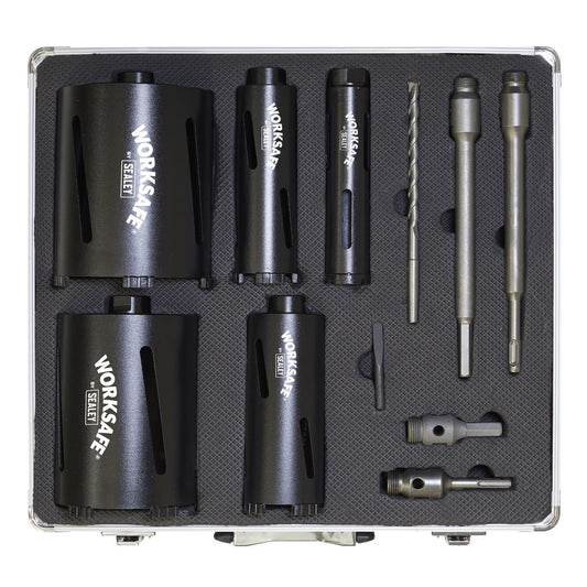 Sealey Diamond 5 Core Kit (�38, 52 ,65, 117, 127mm Cores with Adaptors) WDCKIT5