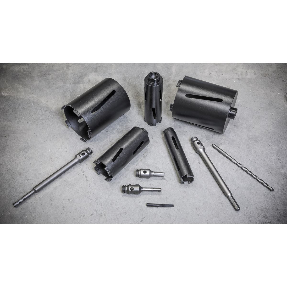 Sealey Diamond 5 Core Kit (�38, 52 ,65, 117, 127mm Cores with Adaptors) WDCKIT5