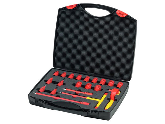 Wiha Insulated 3/8in Ratchet Wrench Set 21 Piece including Case WHA43023