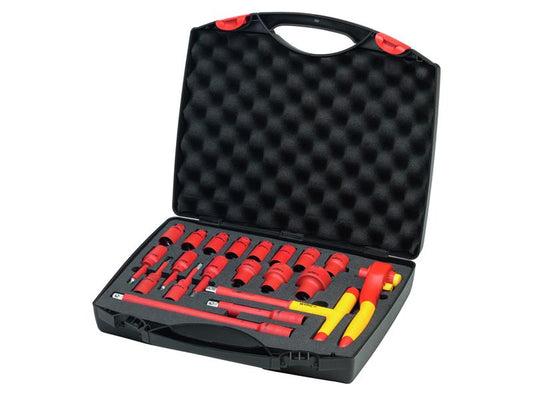 Wiha Insulated 1/2in Ratchet Wrench Set 21 Piece inc Case 1,000 V AC WHA43024