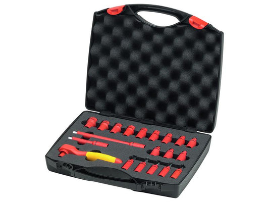 Wiha Insulated 1/4in Ratchet Wrench Socket Set 21 Piece inc Case WHA43025