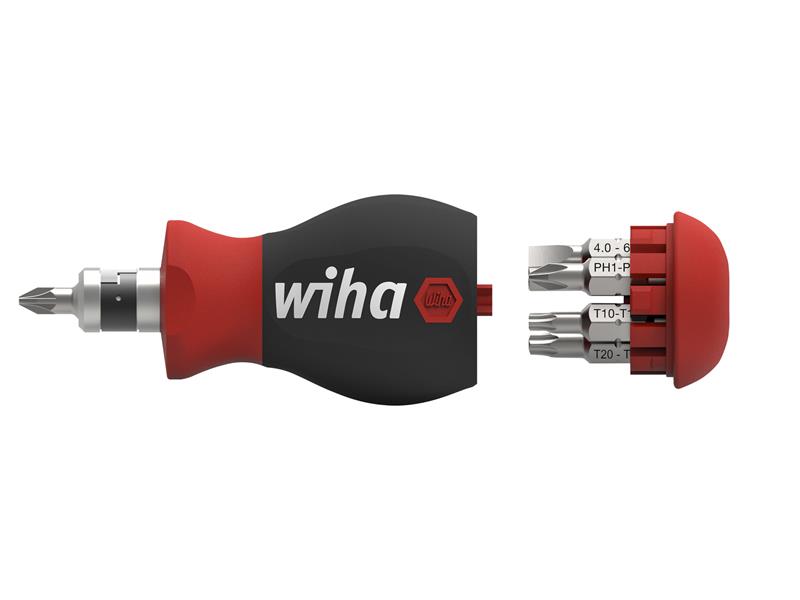 Wiha Magnetic SoftFinish Stubby Screwdriver with Bit Magazine WHA43613