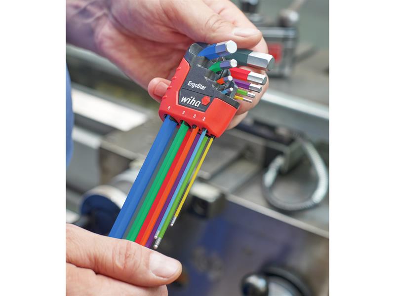 Wiha ErgoStar Colour Hex Ball End L-key Set, 9 Piece WHA43849