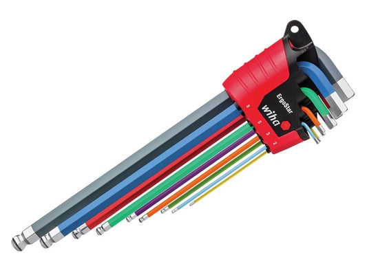 Wiha ErgoStar MagicRing® Colour Hex Ball End L-key Set, 9 Piece WHA43850