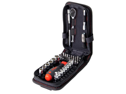 Wiha 1/4in Socket And Bit Set 40 Piece 6 Point With Case And Belt Clip WHA44684