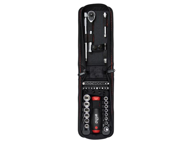 Wiha 1/4in Socket And Bit Set 40 Piece 6 Point With Case And Belt Clip WHA44684