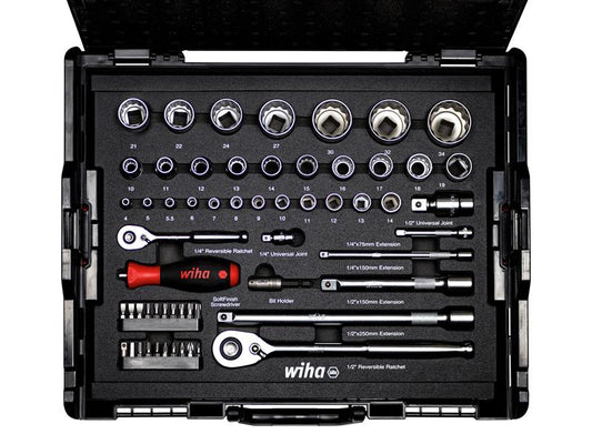 Wiha 1/4" And 1/2" Nut Driver Bit Set 60 Piece inc L-BOXX Carry Case WHA44685