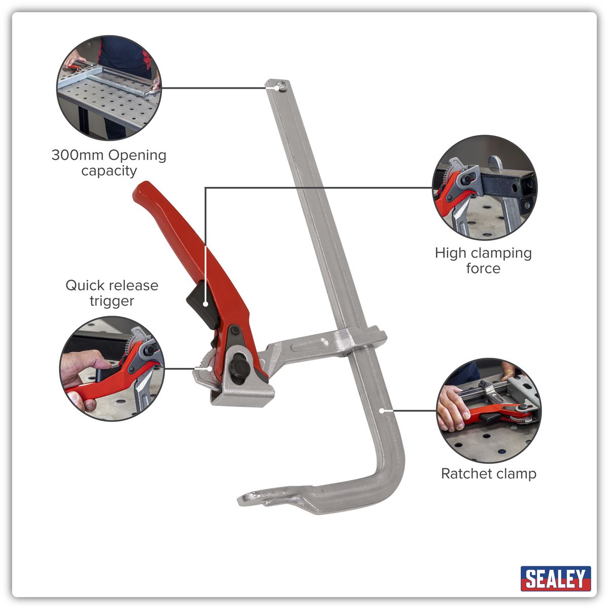 Sealey Welding Ratchet Clamp 300 x 120mm WRC300