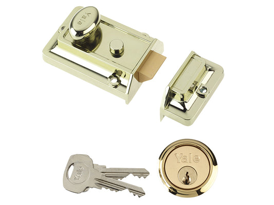 Yale Locks P77 Traditional Nightlatch 60mm Backset Brasslux Finish Box YAL77BLXPB