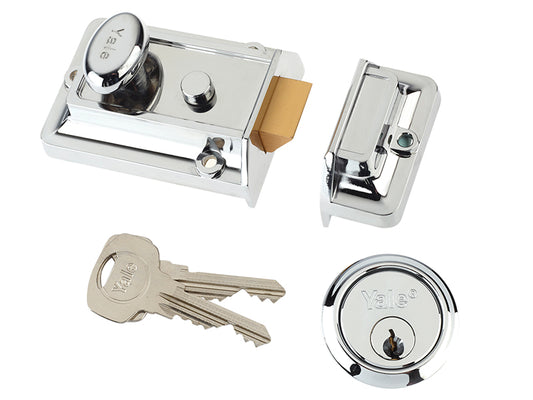 Yale Locks P77 Traditional Nightlatch 60mm Backset Chrome Finish Box YAL77CH