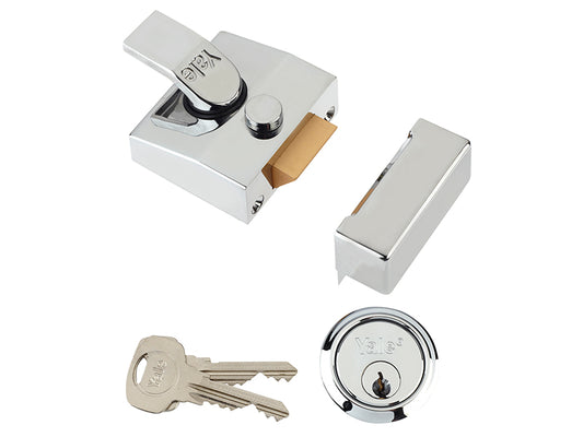 Yale Locks 85 Deadlocking Nightlatch 40mm Backset Chrome Finish Box YAL85CHCH
