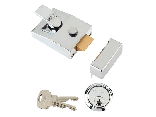 Yale Locks 89 Deadlock Nightlatch 60mm Backset Chrome Finish Box YAL89CH