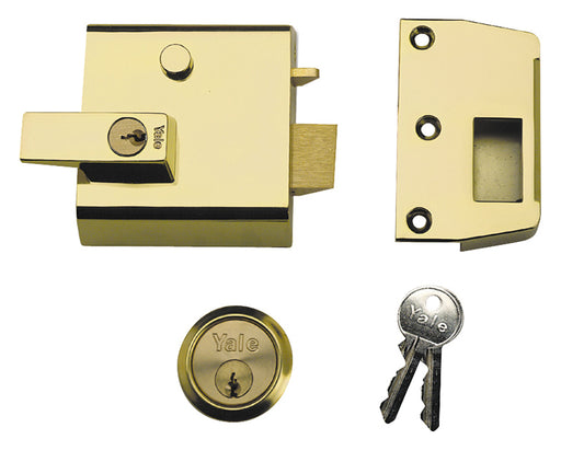 Yale Locks P1 Double Security Nightlatch 60mm Backset Brasslux Finish Visi YALP1B