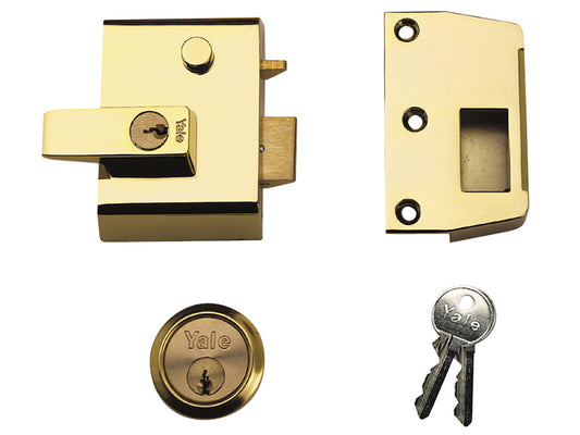 Yale Locks P2 Double Security Nightlatch 40mm Backset Brasslux Finish Visi YALP2B