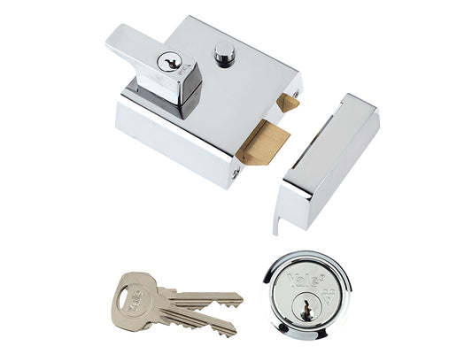 Yale Locks P2 Double Security Nightlatch 40mm Backset Chrome Finish Visi YALP2CHNL