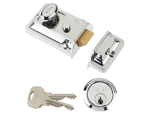 Yale Locks P77 Traditional Nightlatch 60mm Backset Chrome Finish Visi YALP77CH