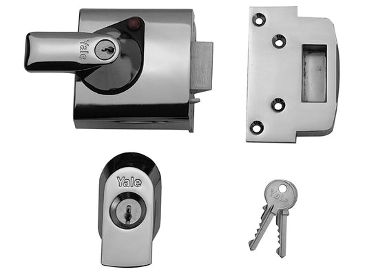 Yale Locks BS1 Nightlatch British Standard Lock 60mm Backset Chrome Finish Visi YALPBS1CH