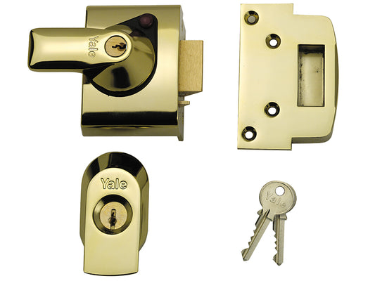 Yale Locks BS2 Nightlatch British Standard Lock 40mm Backset Brasslux Finish Visi YALPBS2BLX