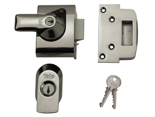 Yale Locks BS2 Nightlatch British Standard Lock 40mm Backset Chrome Finish Visi YALPBS2CH