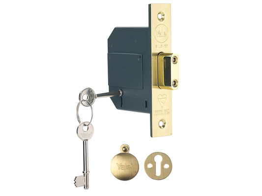 Yale Locks PM562 Hi-Security BS 5 Lever Mortice Deadlock 68mm 2.5in Polished Brass YALPM562PB25
