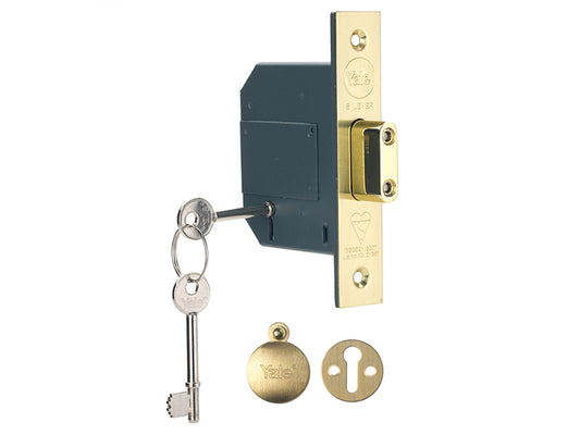 Yale Locks PM562 Hi-Security BS 5 Lever Mortice Deadlock 81mm 3in Polished Brass YALPM562PB30