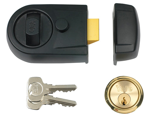 Yale Locks Y3 Nightlatch Modern 60mm Backset Black Finish Visi YALY3BLPB60