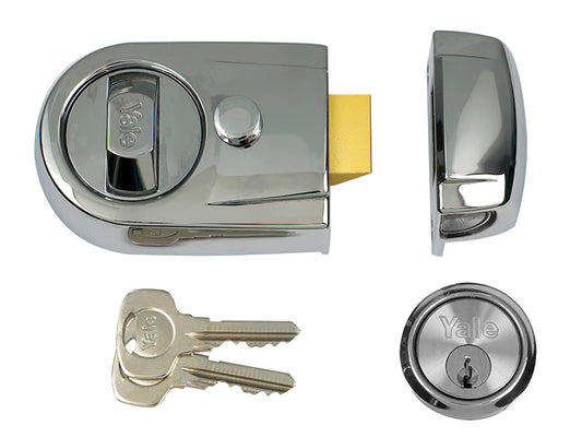 Yale Locks Y3 Nightlatch Modern 60mm Backset Polished Chrome Finish Visi YALY3CHCH60