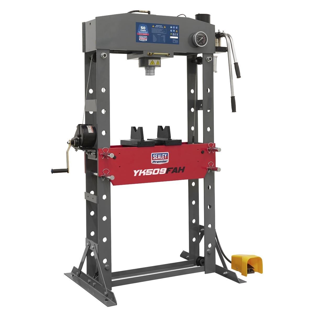 Sealey Air/Hydraulic Press 50 Tonne Floor Type with Foot Pedal YK509FAH