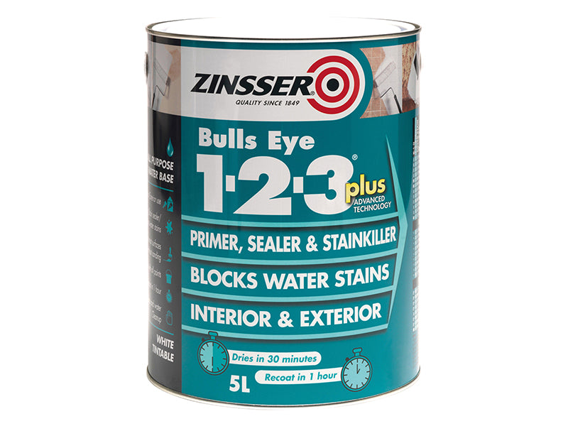 Zinsser Bulls Eye® 1-2-3 Plus Primer, Sealer & Stain Killer White 2.5 litre ZINBE123P25L