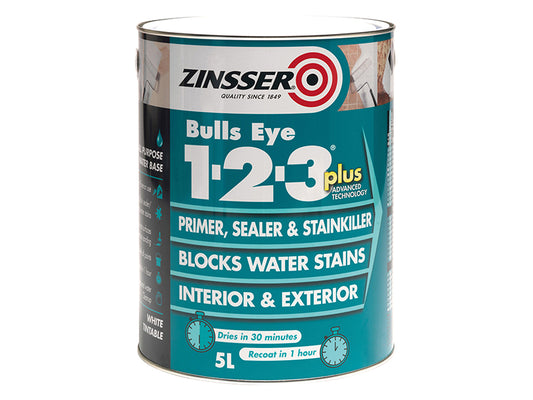 Zinsser Bulls Eye® 1-2-3 Plus Primer, Sealer & Stain Killer White 2.5 litre ZINBE123P25L
