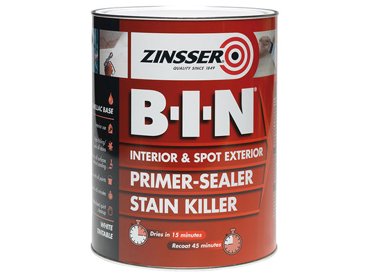 Zinsser B.I.N® Primer, Sealer & Stain Killer Paint White 1 litre ZINBIN1L