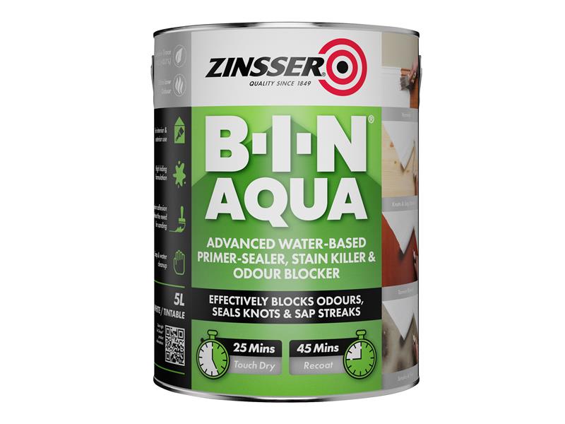 Zinsser Primer And Sealer 5 litre B-I-N Aqua For Odours Stains etc ZINBINA5L