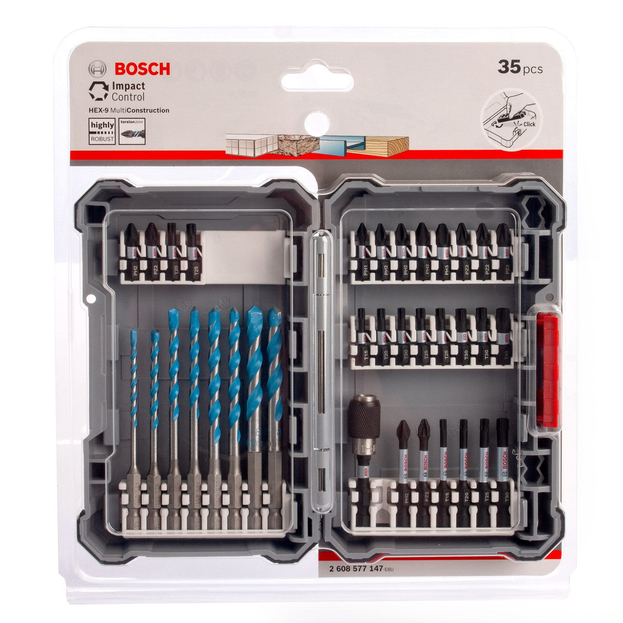 Bosch 2608577147 MultiConstruction Drill & Impact Screwdriver Bit Set (35 Piece)