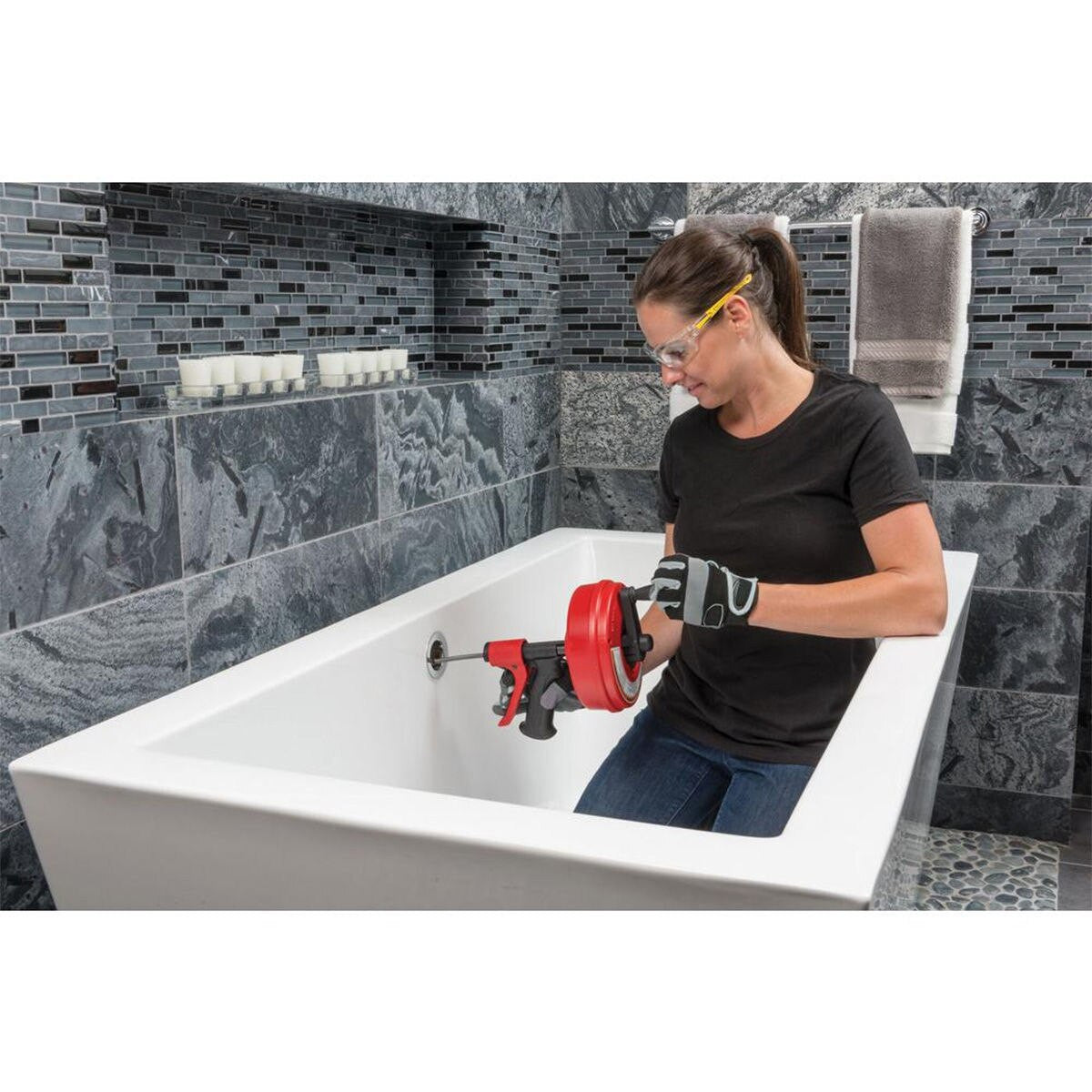 Ridgid Power Spin Plus Drain Cleaner with Autofeed Trigger Cable 25.0 ft 57043