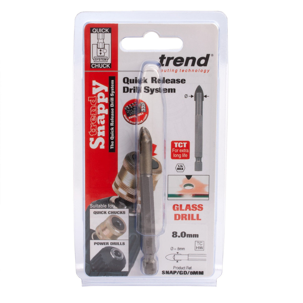 Trend Snappy Glass Drill Bit 8mm For porcelain tile and mirrors SNAP/GD/8MM