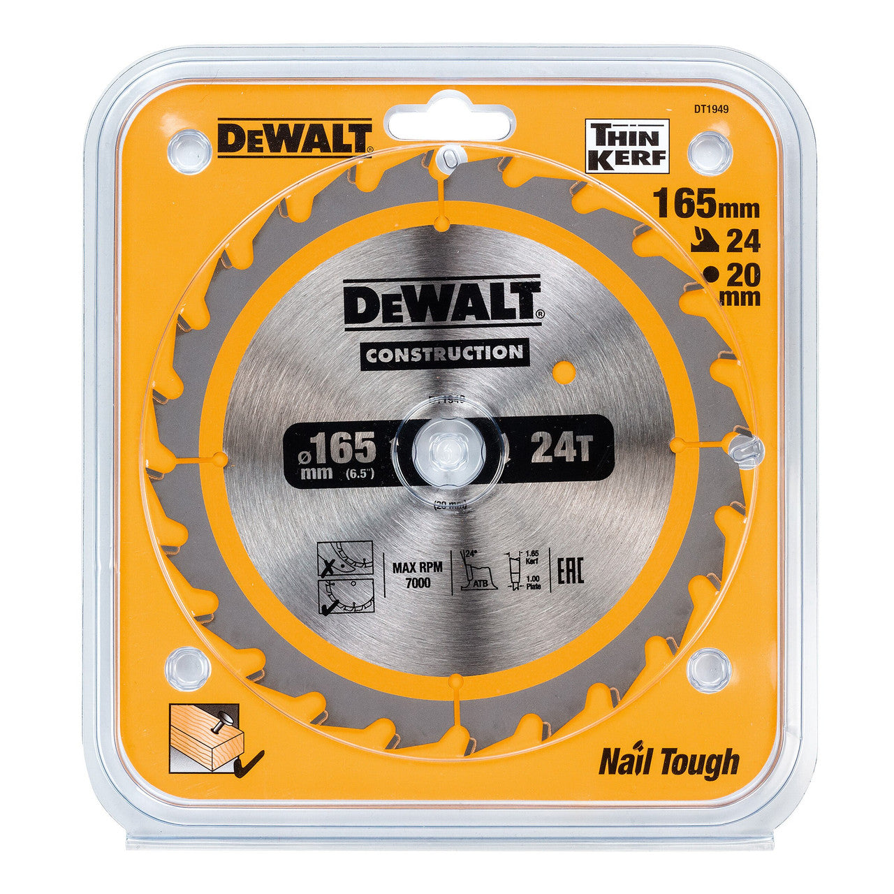 Dewalt Construction Circular Saw Blade 165 x 20mm x 24T DT1949