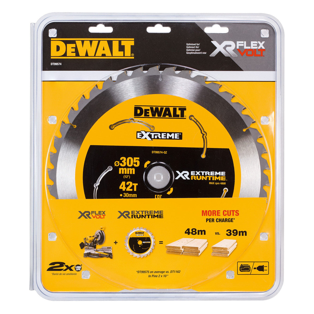 Dewalt XR Extreme Runtime Mitre Saw Blade 305mm x 30mm x 42T Thin kerf DT99574