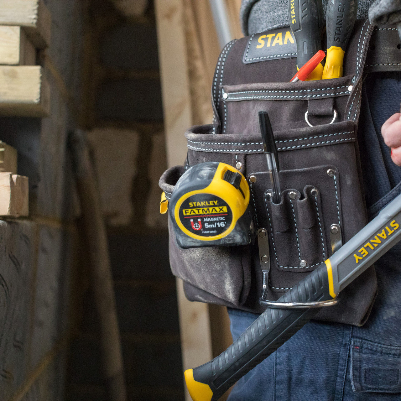 Stanley STST1-80114 Leather Nail & Hammer Pouch for Tool Belt